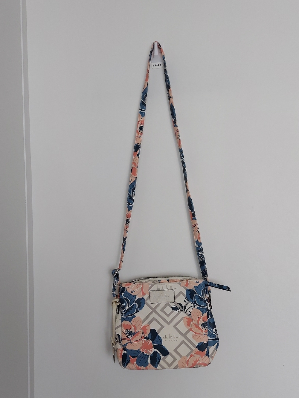 Nicole Miller Floral Crossbody — Navy & Blush